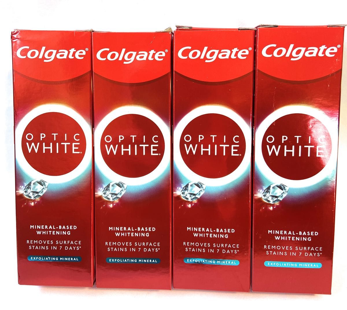 新品未使用箱入 新商品 Colgate OPTIC WHITE 100gx4本 コルゲート ミネラル ホワイトニング 歯磨き粉 