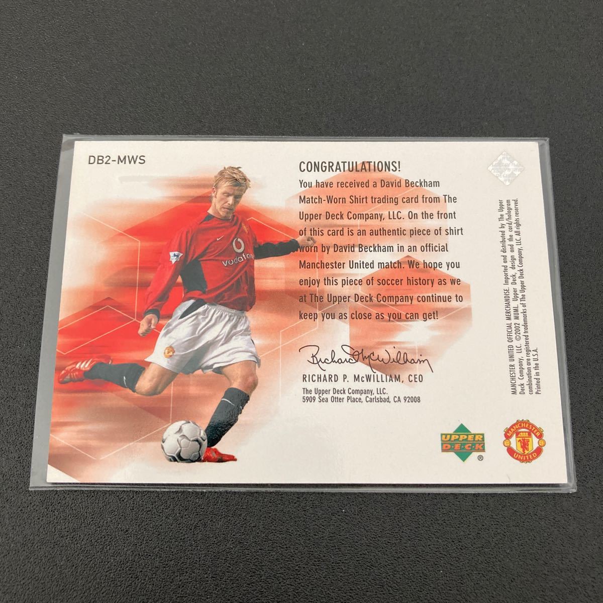 2002 Upper Deck David Beckham MATCH-WORN SHIRT Manchester United デビッドベッカム ジャージカード マンチェスターユナイテッド_画像2