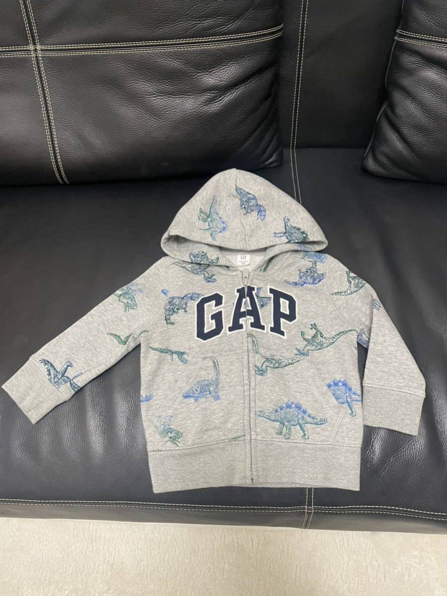 GAP ギャップベビー ジップアップ パーカー スウェット 裏起毛 子供服 18〜24month 恐竜柄_画像1