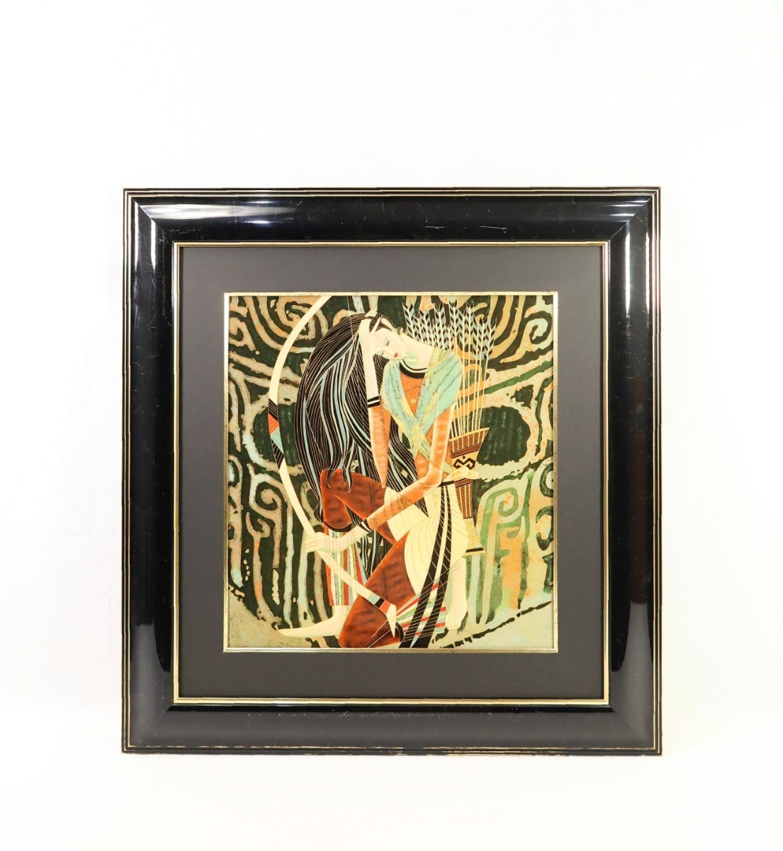 ティン・シャオカン 複製「アイズ・オブ・プレイ」画寸38.5×41.5cm 丁紹光 天と地と人の和合 華麗な色彩と流麗な線描 東洋的な神秘性 8254_画像1