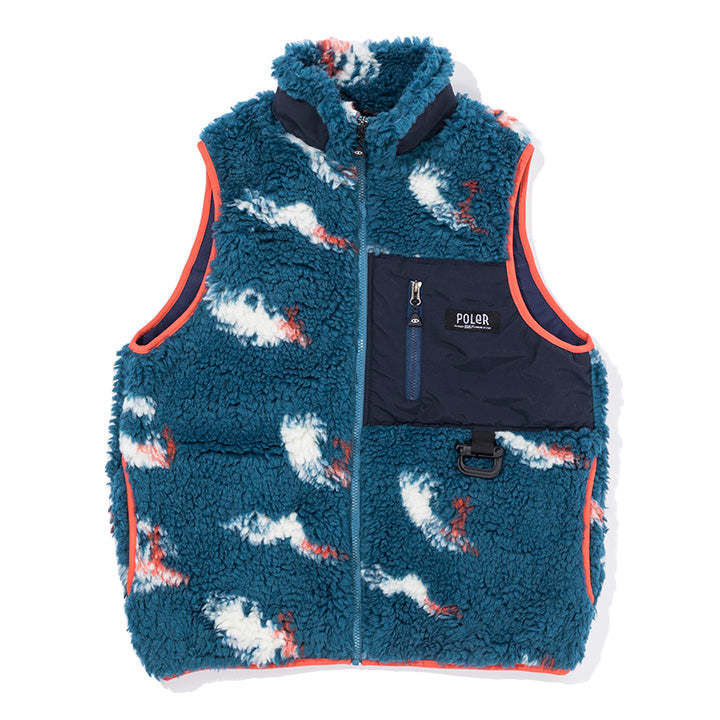 POLeR ポーラー アウトドア キャンプ POLeR CAMP JACQUARD SHERPA VEST BLUE Mサイズ