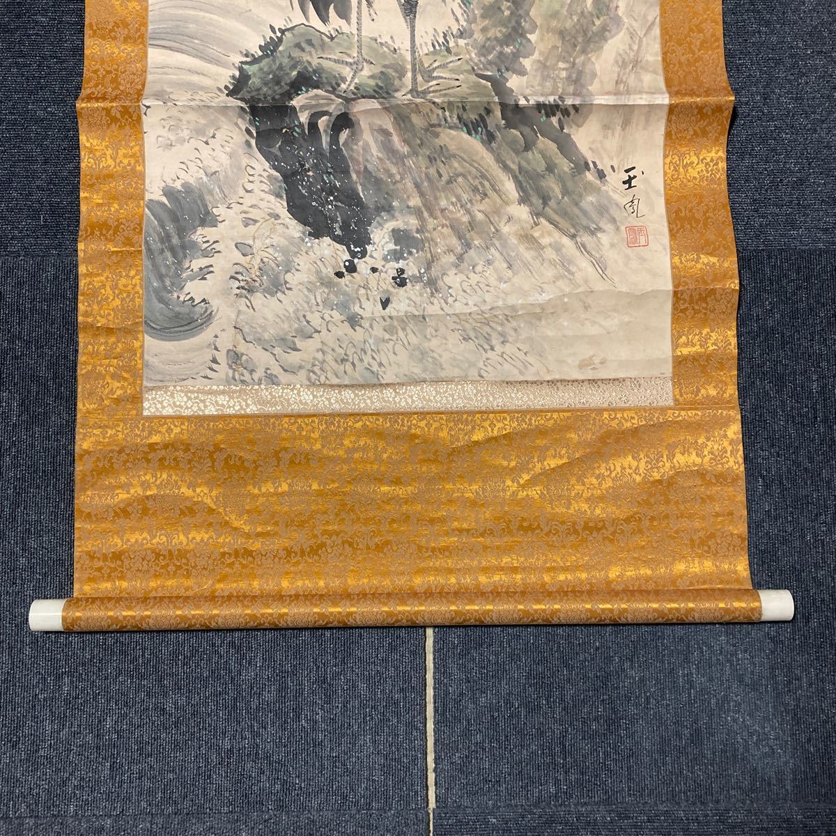 【模写】掛軸 玉凰 紙本 鶴 松 箱無 同梱可能 No.1762_画像4