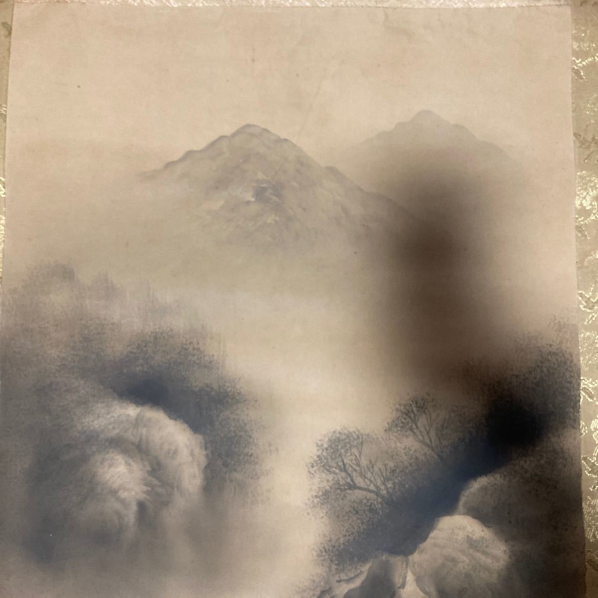 【模写】掛軸 東雲 絹本 山水 箱無 同梱可能 No.1955_画像6