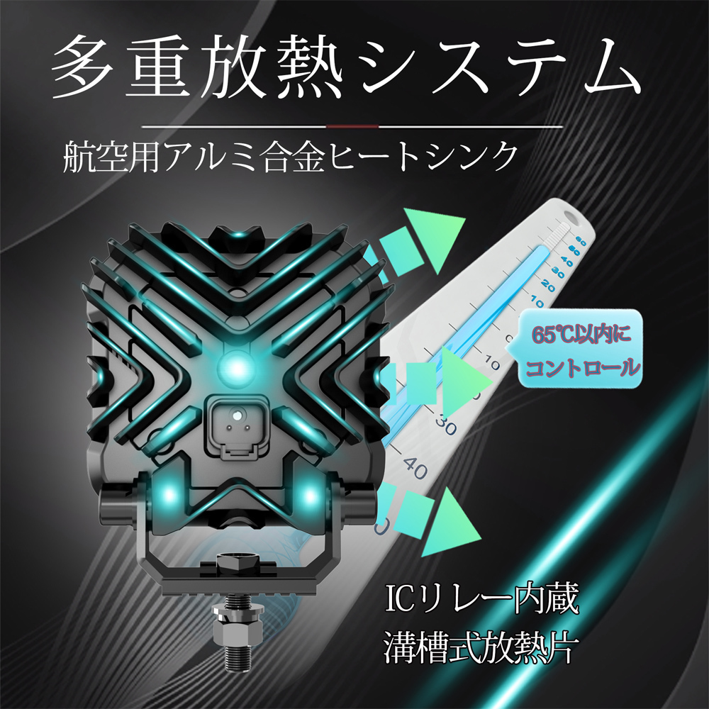 新登場 LEDフォグランプ ワークライト 爆光 作業灯 超広角タイプ 自動車 トラック 大型車 12/24V 70W 5000ルーメン ホワイト 防水 防塵 1本_画像5