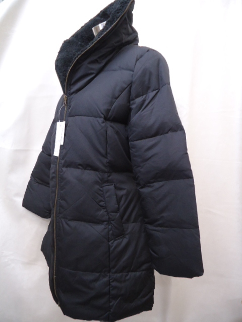 [KCM]down-7-BK* new goods unused * lady's boa attaching down coat long height snowsuit outer black M size 