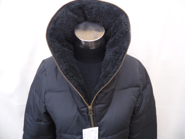 [KCM]down-7-BK* new goods unused * lady's boa attaching down coat long height snowsuit outer black M size 