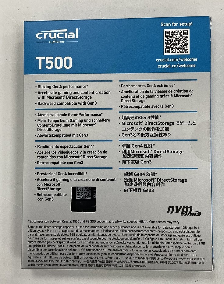 【新品・未開封品】　Crucial T500 NVMe PCI-Express 4.0 M.2 SSD 1TB (CT1000T500SSD8JP)_画像2