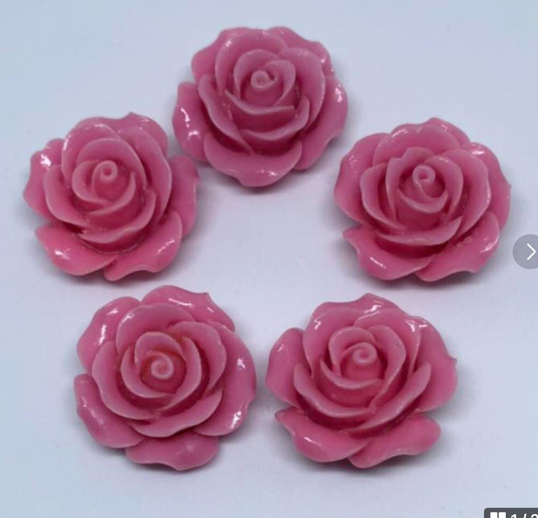 5粒組 美しい バラ 薔薇 ビーズ パーツ ハンドメイド 素材 ピンク