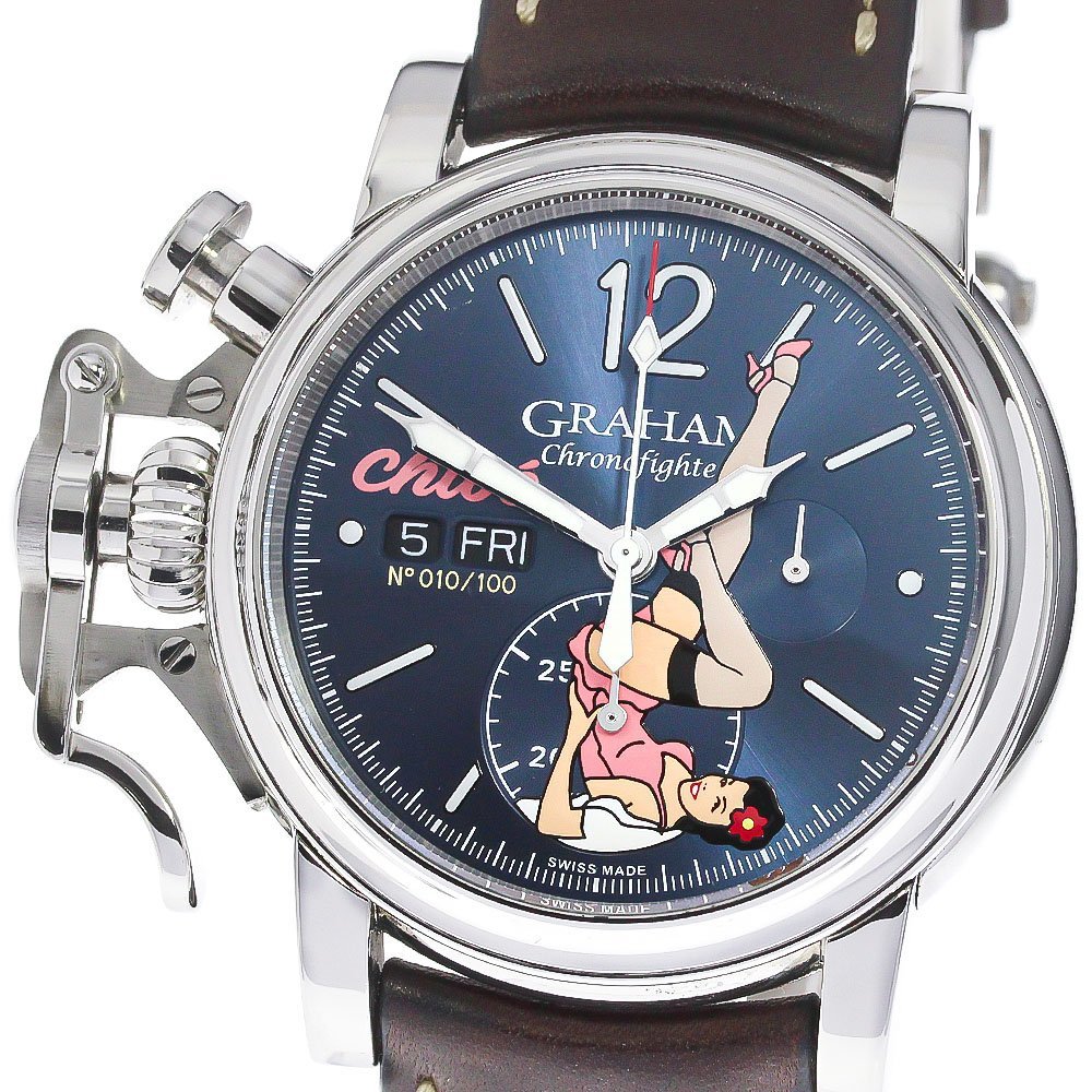  Graham GRAHAM 2CVAS.U10A Chrono Fighter Vintage нос искусство Chloe ограниченный самозаводящиеся часы мужской хорошая вещь с гарантией ._790006