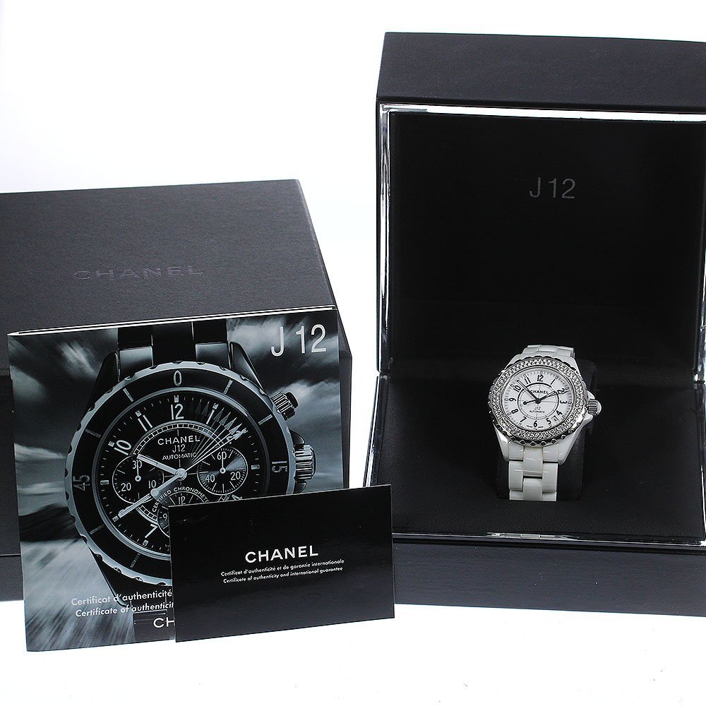  Chanel CHANEL H0969 J12 diamond bezel white ceramic self-winding watch men's box * written guarantee attaching ._790754