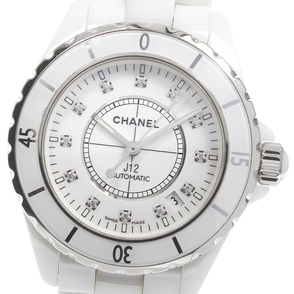  Chanel CHANEL H1629 J12 white ceramic 12P diamond self-winding watch men's written guarantee attaching ._790380