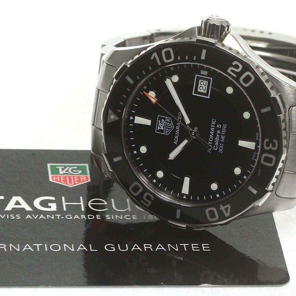  TAG Heuer TAG HEUER WAN2110 Aquaracer kyali bar 5 Date self-winding watch men's written guarantee attaching ._785572