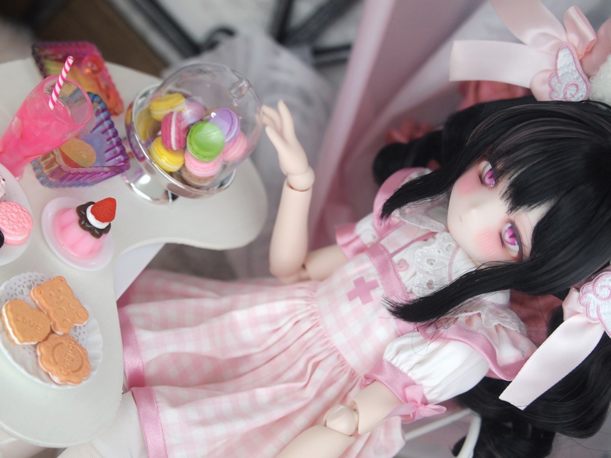 【ぐるぐる】DDH-29 SW肌 ドルフィードリーム MDD Dollfie Dream カスタムヘッド + 碁石アイ2種 パテ盛り ※小難あり_画像8