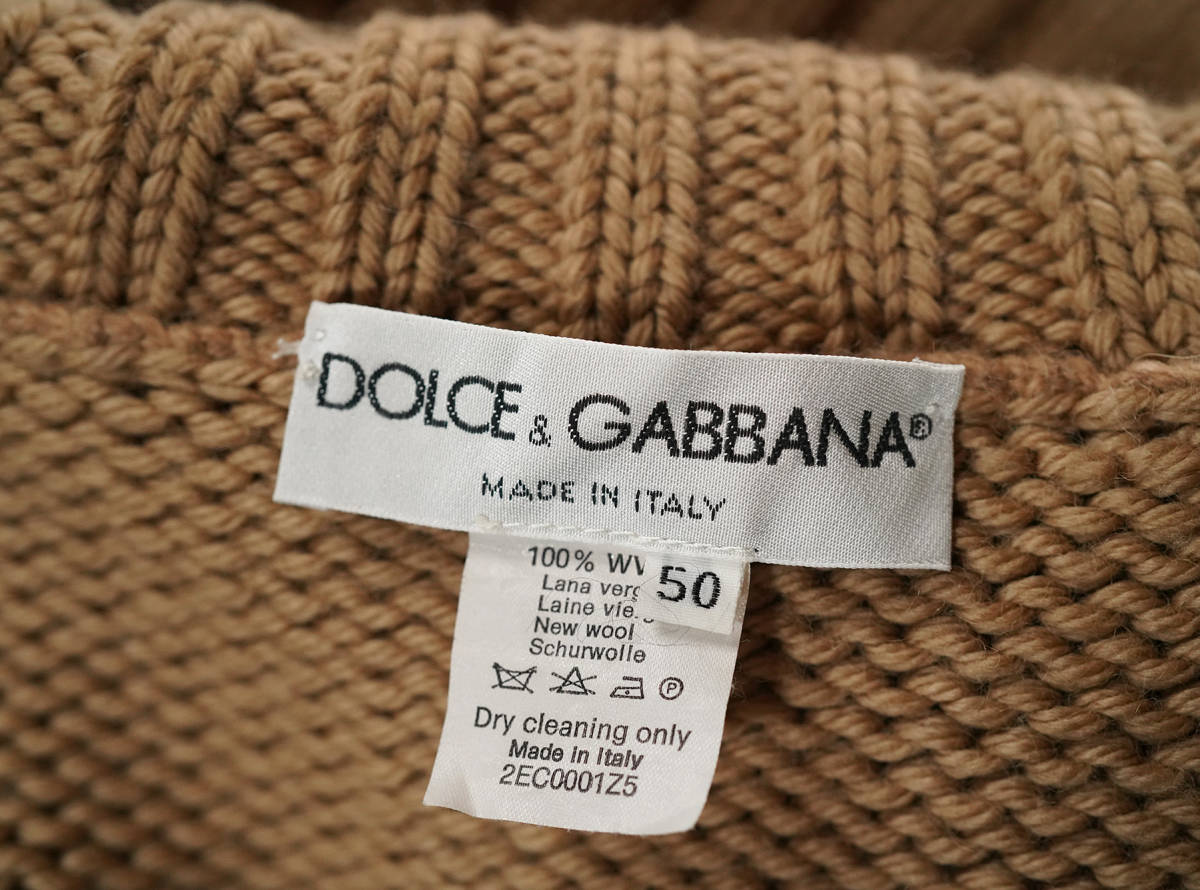 [ Italy made 90s DOLCE & GABBANAta-toru neck tea n key knitted sweater thick ] Dolce and Gabbana men's 50