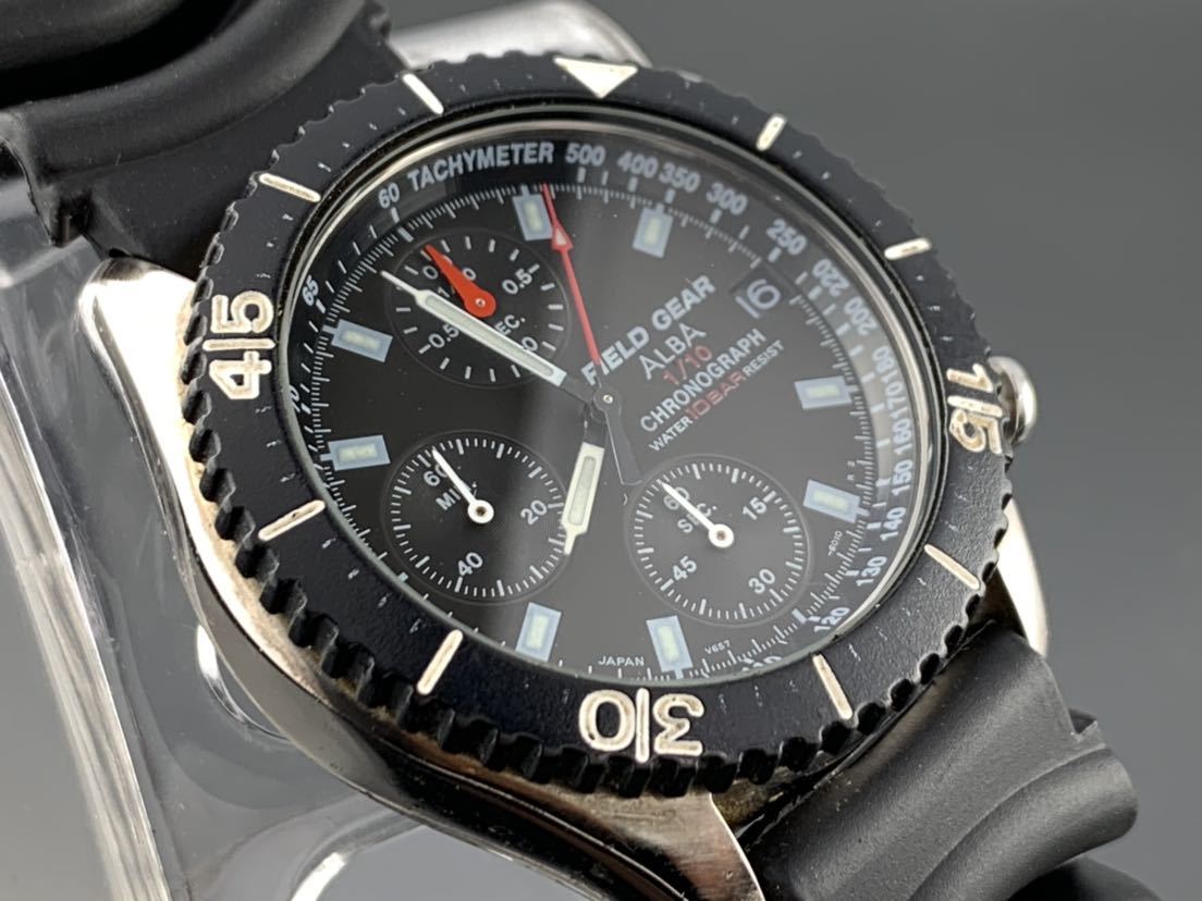 1 jpy ~* men's wristwatch Seiko SEIKO ALBA FIELD GEAR chronograph V657-6010  operation goods : Real Yahoo auction salling