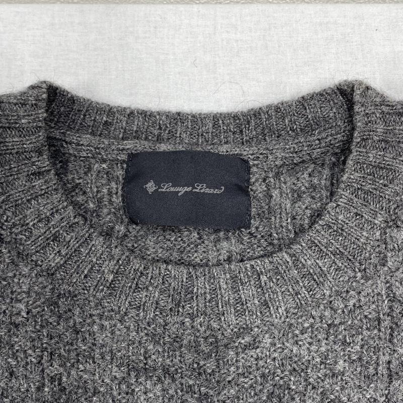  Lounge Lizard Lounge Lizard / long sleeve wool sweater / cable knitted / WOOL 100% / plain / GRY / 1 1 ash / gray plain 