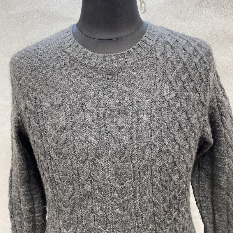  Lounge Lizard Lounge Lizard / long sleeve wool sweater / cable knitted / WOOL 100% / plain / GRY / 1 1 ash / gray plain 