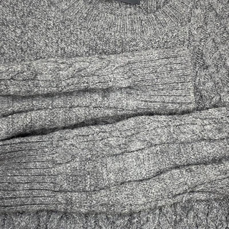  Lounge Lizard Lounge Lizard / long sleeve wool sweater / cable knitted / WOOL 100% / plain / GRY / 1 1 ash / gray plain 