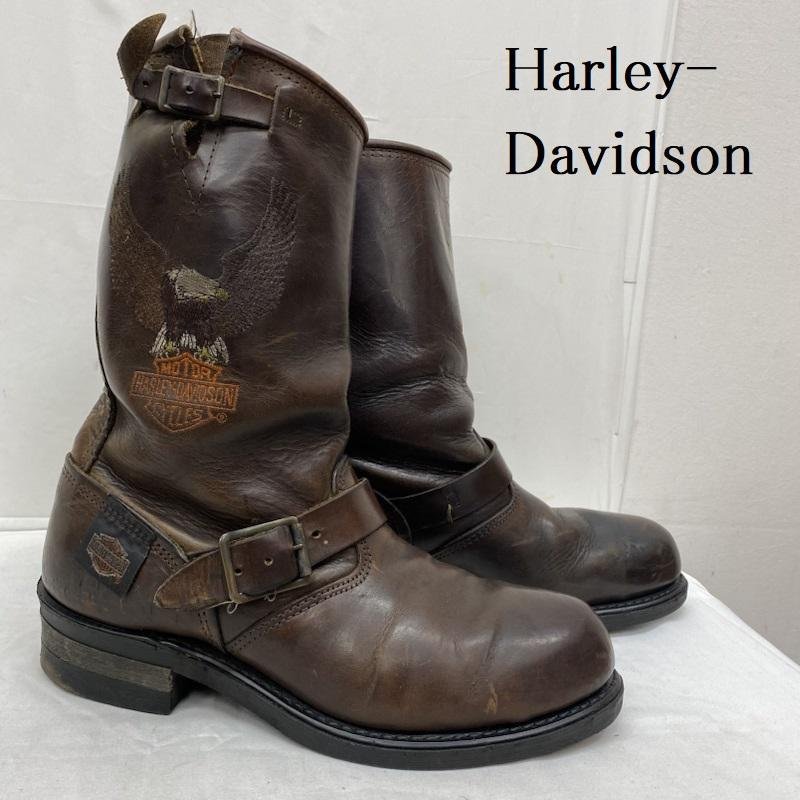 ハーレーダビッドソン PT91 レザー エンジニア ブーツ スチールトゥ イーグルパッチ 刺繍 ブーツ ブーツ 26.0cm 茶 / ブラウン