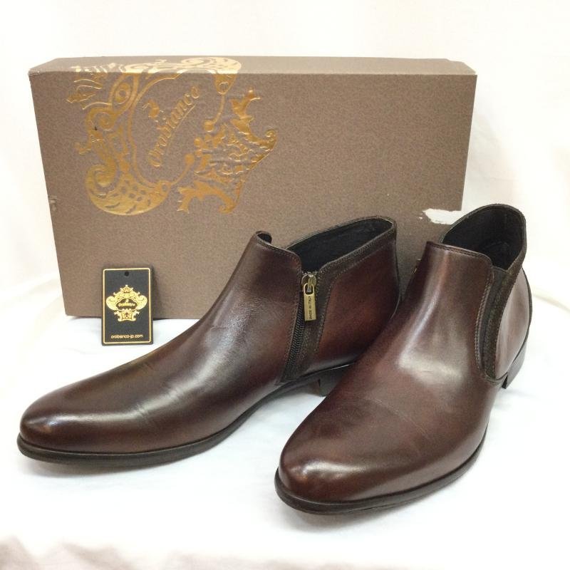 オロビアンコ ビジネスシューズ イタリア製 サイドジップ サイズ42 箱付属 革靴 26.0cm 茶 / ブラウン