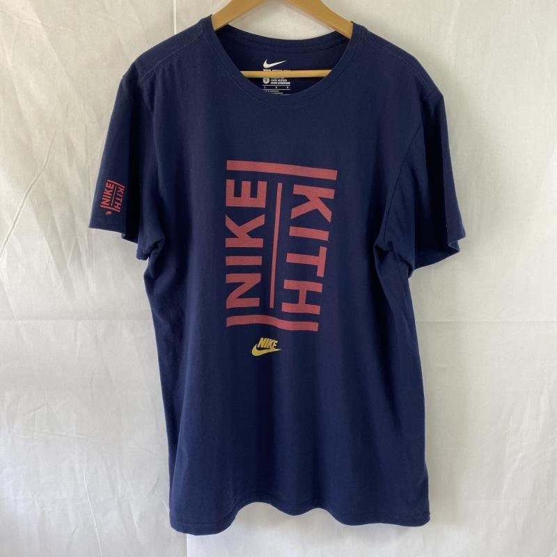 ナイキ NIKE × KITH / US限定 / 日本未発売コラボ / ロゴプリントTシャツ ストリート NVY L Tシャツ Tシャツ L 紺 / ネイビー