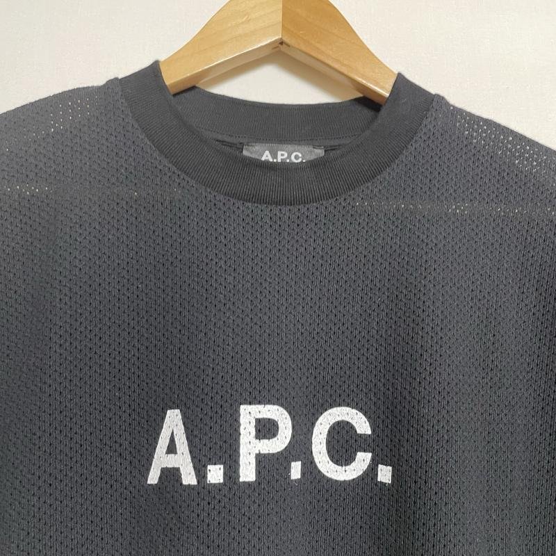 アーペーセー A.P.C. ロゴプリント クルーネック メッシュＴシャツ 4114313 Tシャツ Tシャツ M 黒 / ブラック ロゴ、文字 X プリント_画像2