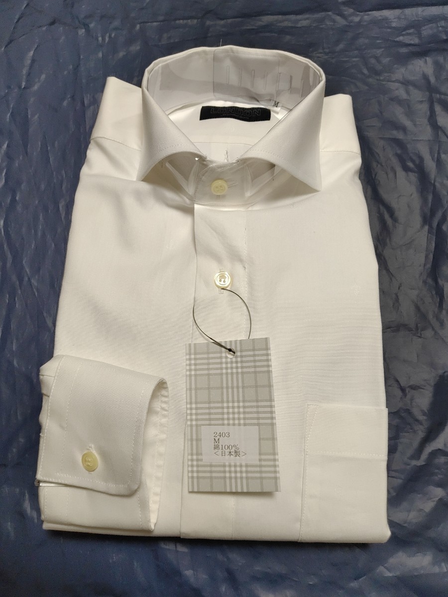LL寸新品／日本製ホリゾンタルカラーシャツ■オフホワイト色ジャガード_写真は他のサイズで代用