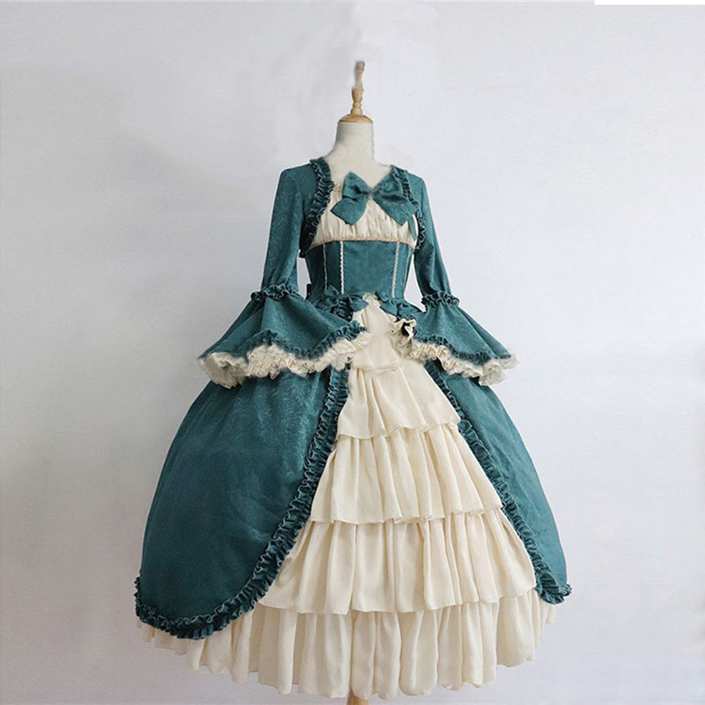  new goods woman Vintage . dress middle . floral print. dress gothic cosplay plus size ball gown 