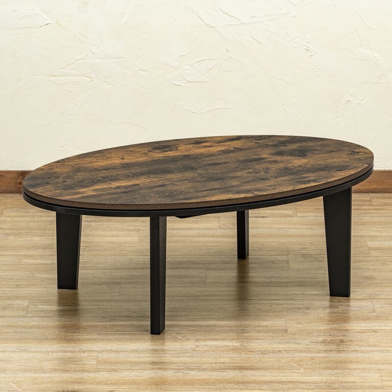 こたつ ローテーブル 楕円形 幅105cm 105×70 センターテーブル コタツ 木目調 オールシーズン リビング テーブル ヴィンテージブラウン色_画像1