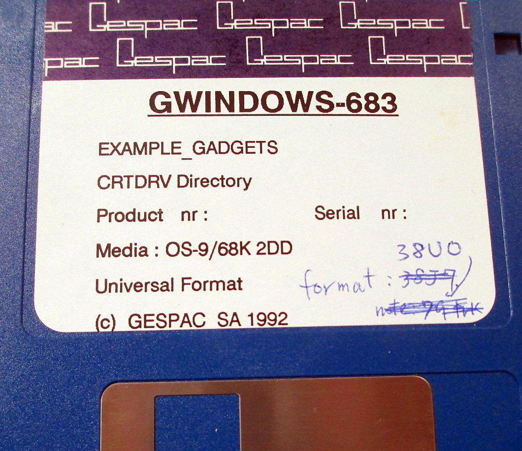 *[GESPAC]G-WINDOWS-683 EXAMPLE_GADGETS(OS-9/68K)=FD1 sheets ESPAC