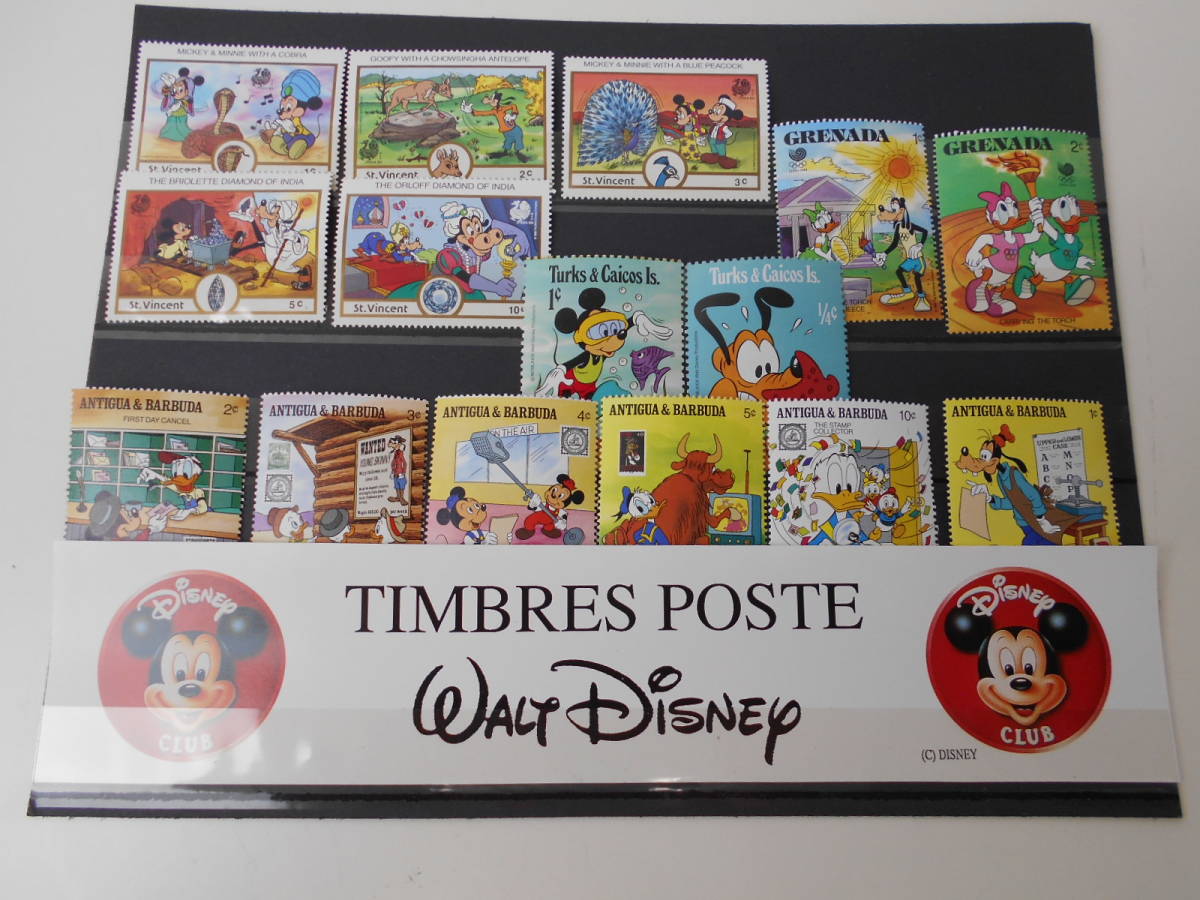 ◆ディズニー　Disney　外国切手　GRENADA/St.Vincent/ANTIGUA&BARBUDA/Turks&Caicos Is/　未使用　15枚まとめて　セット　海外_画像1