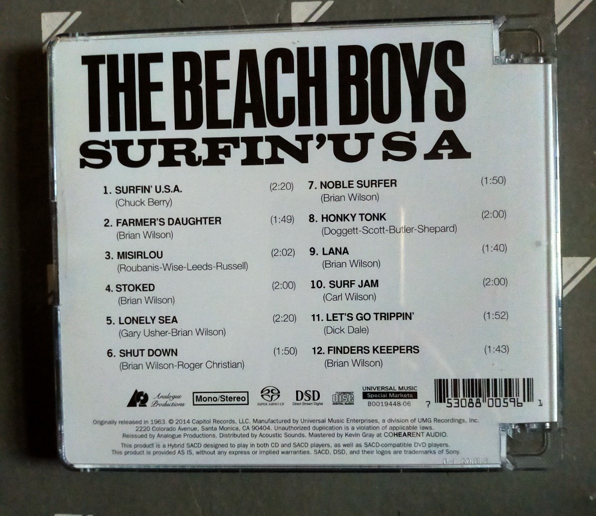 THE BEACH BOYS／SURFIN’ USA　アナログ・プロダクションズ製作　SACDハイブリッド盤 Ｍono/Stereo　_画像3