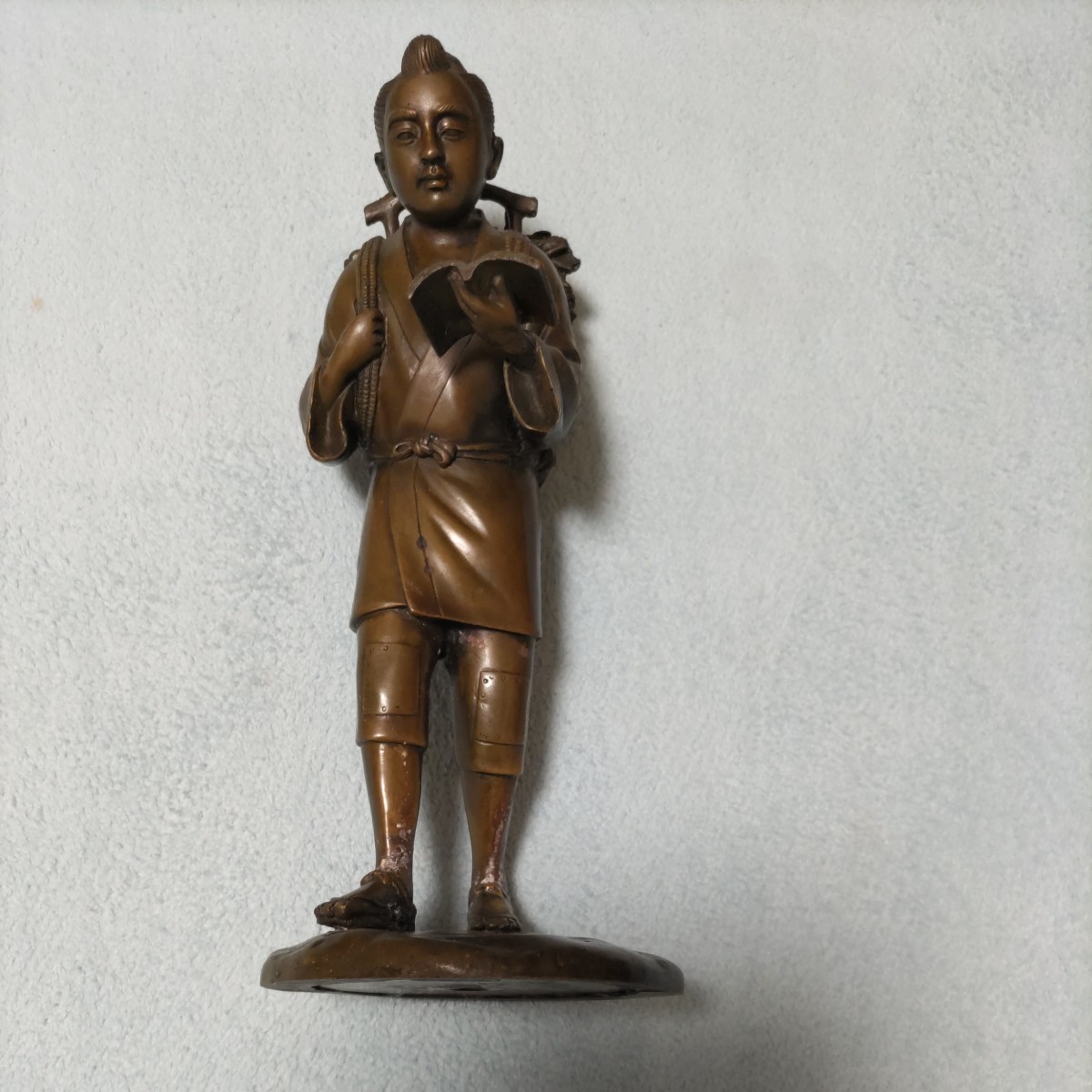 二宮金次郎像　銅製　大型30cm