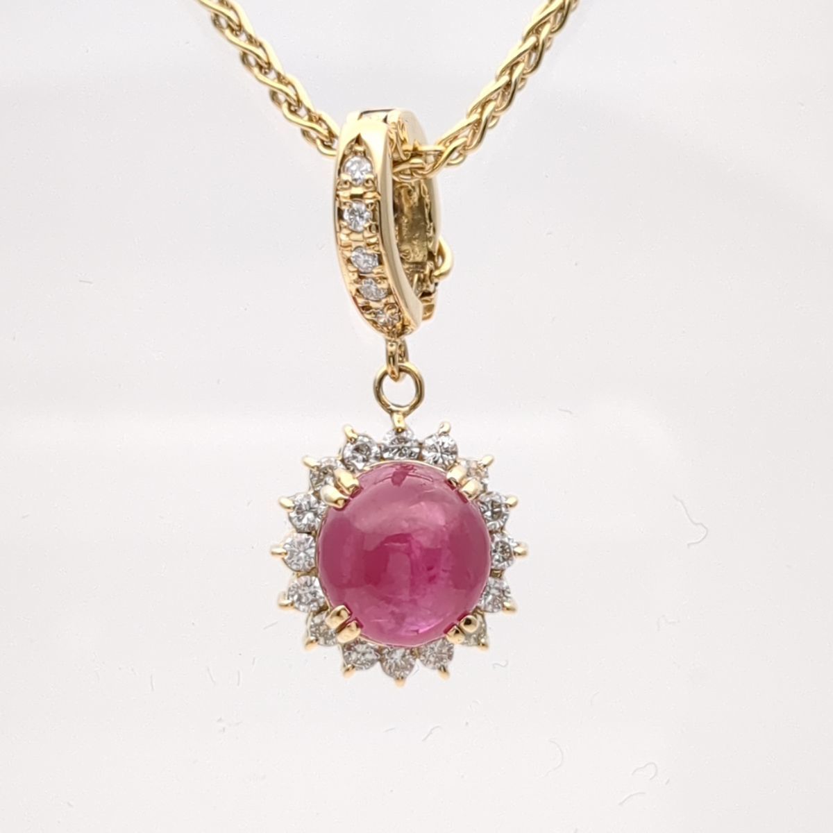 お歳暮・冬ギフト特集2024 ネックレス 天然ルビー ソーティング 2.98ct 50cm K18 9.7g ダイヤ 0.30ct 0.04ct 磨き済 ◆3111/藤枝インター店 ルビー