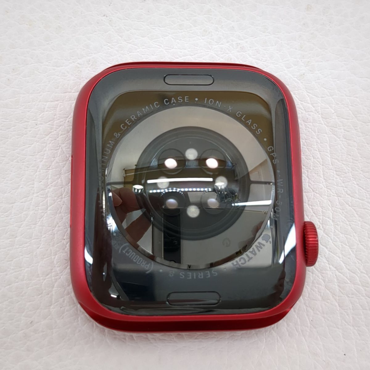 アップルウオッチ　 Series8　GPS　MNP43J/A　45mm　赤 　バッテリー最大100％　純正替えベルト付　中古　◆3111/藤枝インター店_画像2