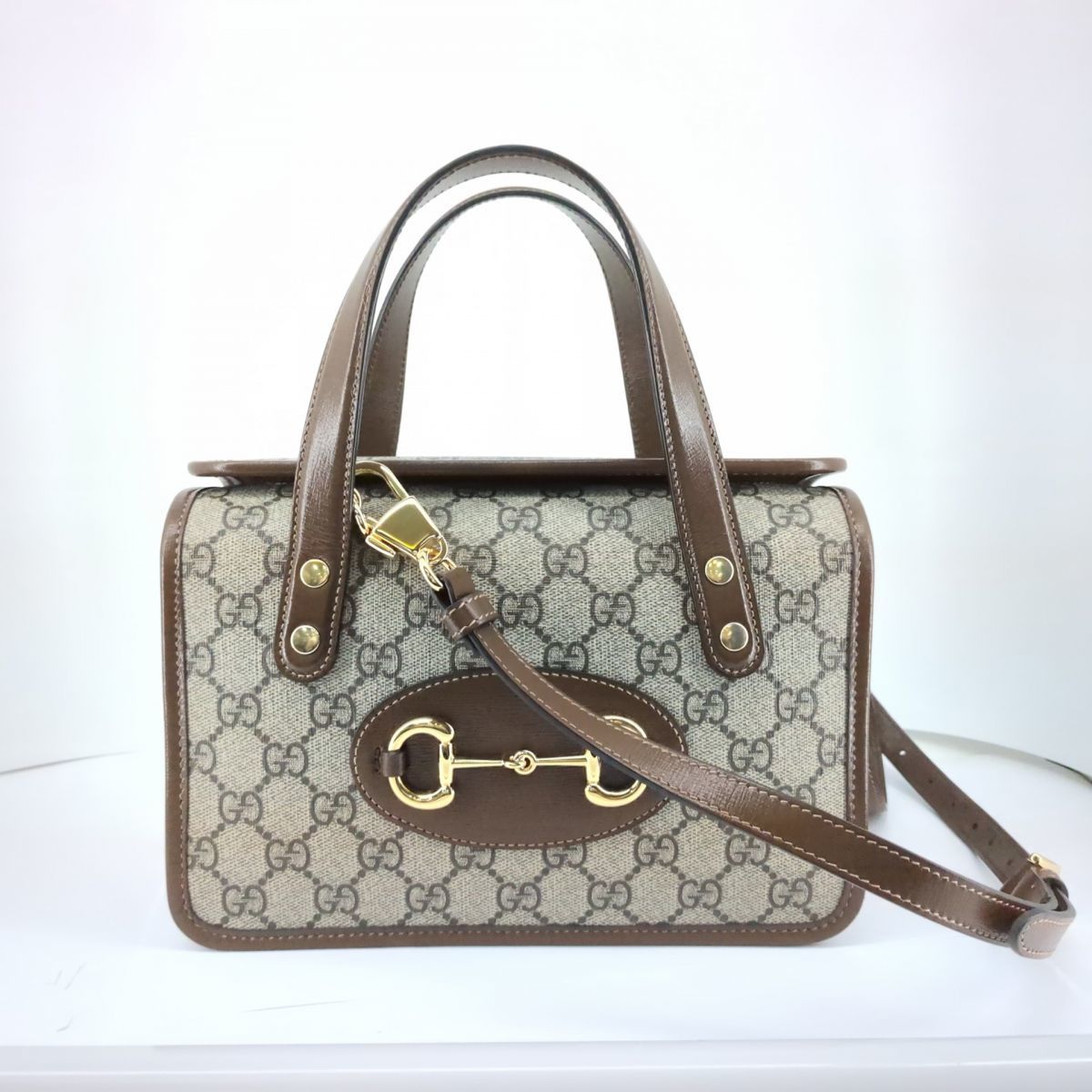 GUCCI グッチ ホースビットミニトップハンドルバッグ 2WAY ブラウン 1955 GGスプリーム 645453 ◆3105/高林店 T