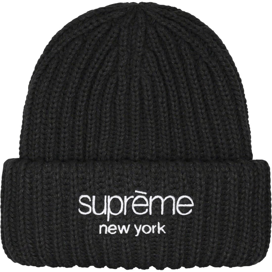 新品未開封 Supreme Classic Logo Chunky Ribbed Beanie Black 23FW 黒 ビーニー ニット帽 キャップ_画像1