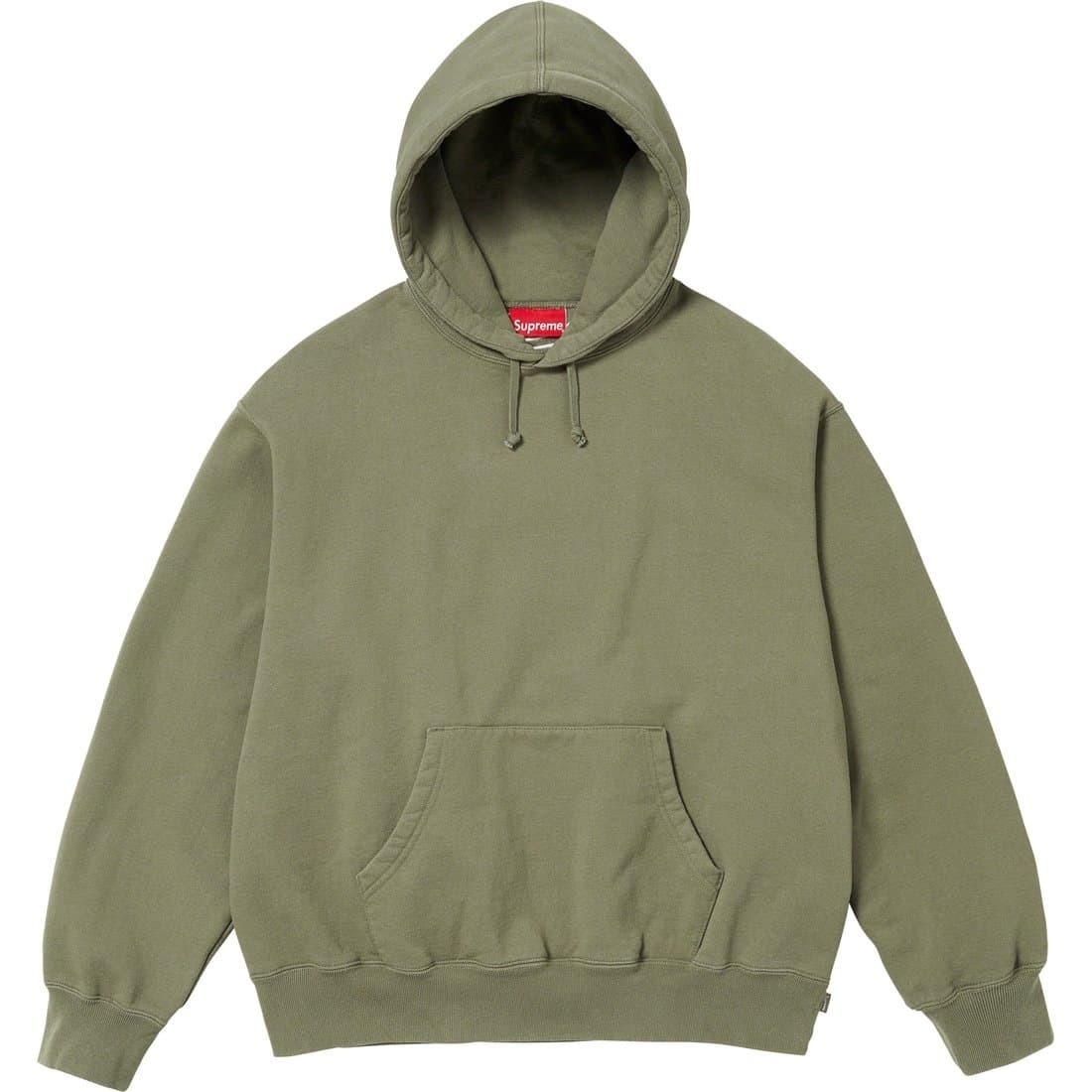 新品未開封品 SUPREME Satin Applique Hooded Sweatshirt Light Olive カーキ 23FW サテン アップリケ フーディ パーカー_画像3