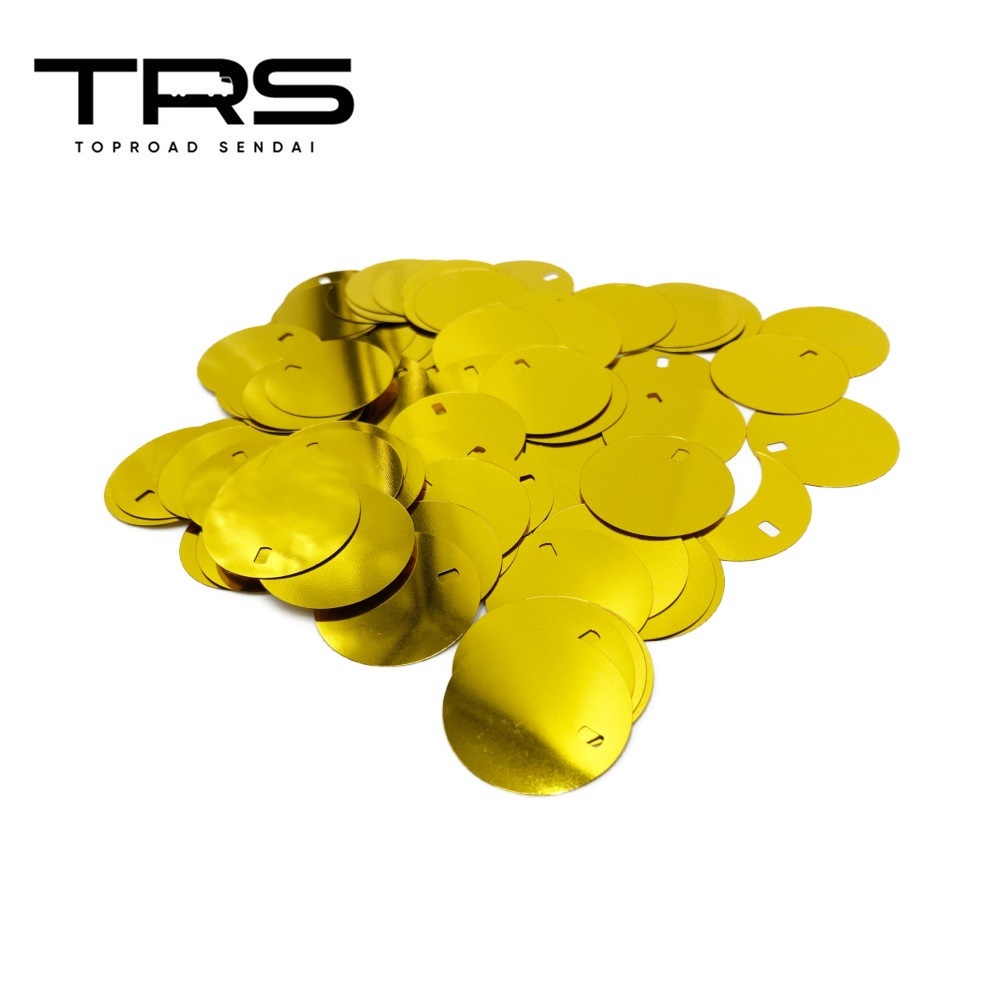 TRS スパンコール 単品 30mmφ 取付穴付 100個 ミラーゴールド 390102_画像1