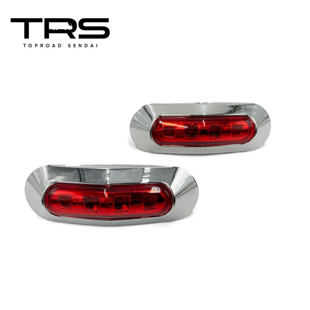 TRS LEDサイドマーカー メッキカバー付 12/24V共用 2個セット レッド 315172_画像1