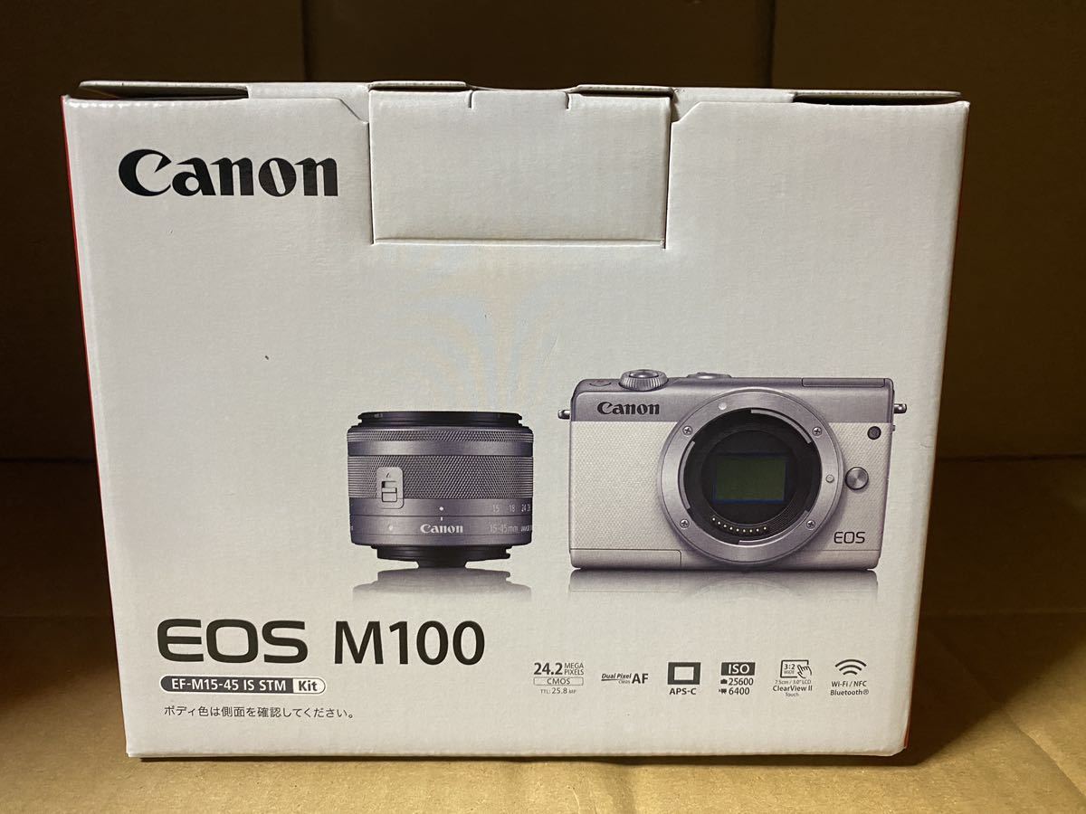 [新品]Canon EOS M100 EF-M15-45 IS STM レンズキット ホワイト キャノン ミラーレス一眼_画像1