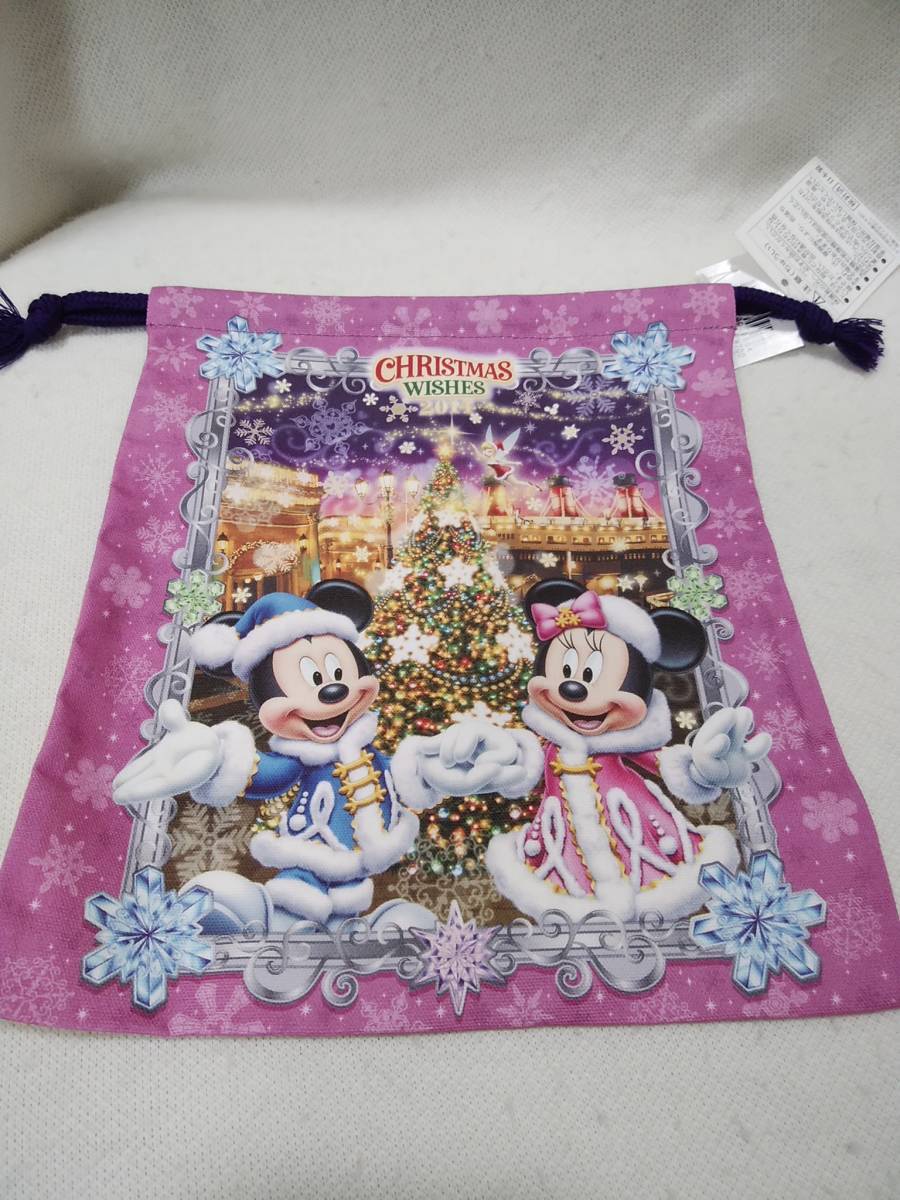 【即決】TDS ディズニー　クリスマスウィッシュ　巾着　2014　ミッキー　ミニー　新品未使用_画像1
