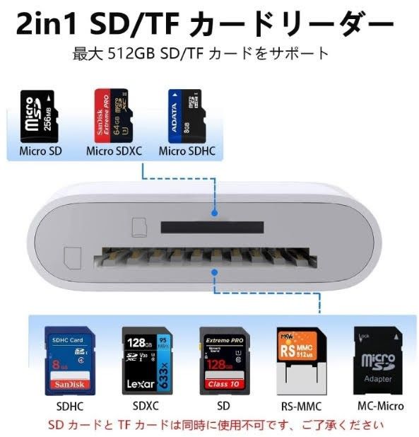 【新品】iPhone用MicroSD/SDカードリーダー_Lightning端子