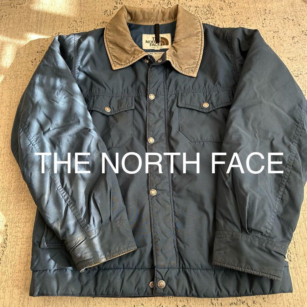 茶タグ　THE NORTH FACE　ヴィンテージ　ダウンジャケット　ネイビー ノースフェイス USA _画像1