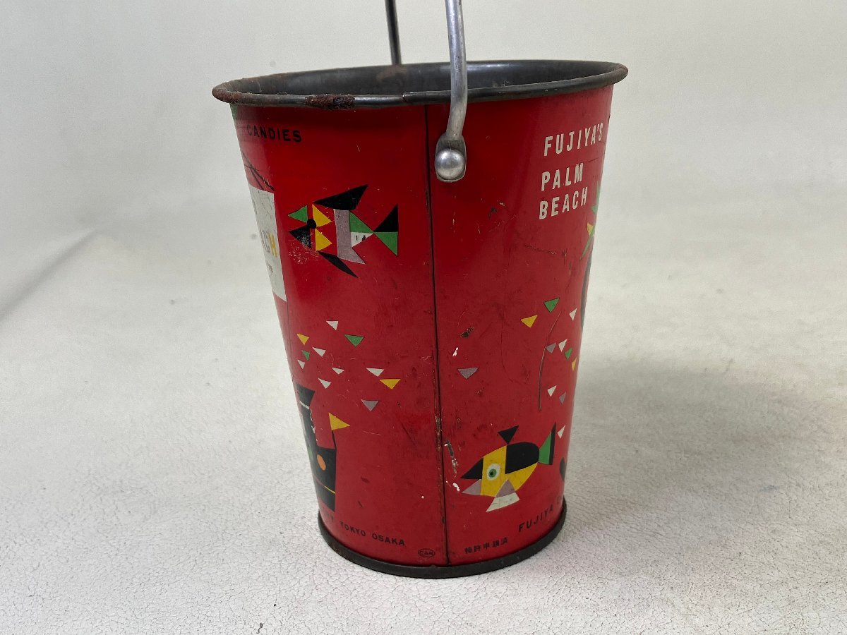  that time thing tin plate Fujiya bucket empty can Showa Retro decn-br