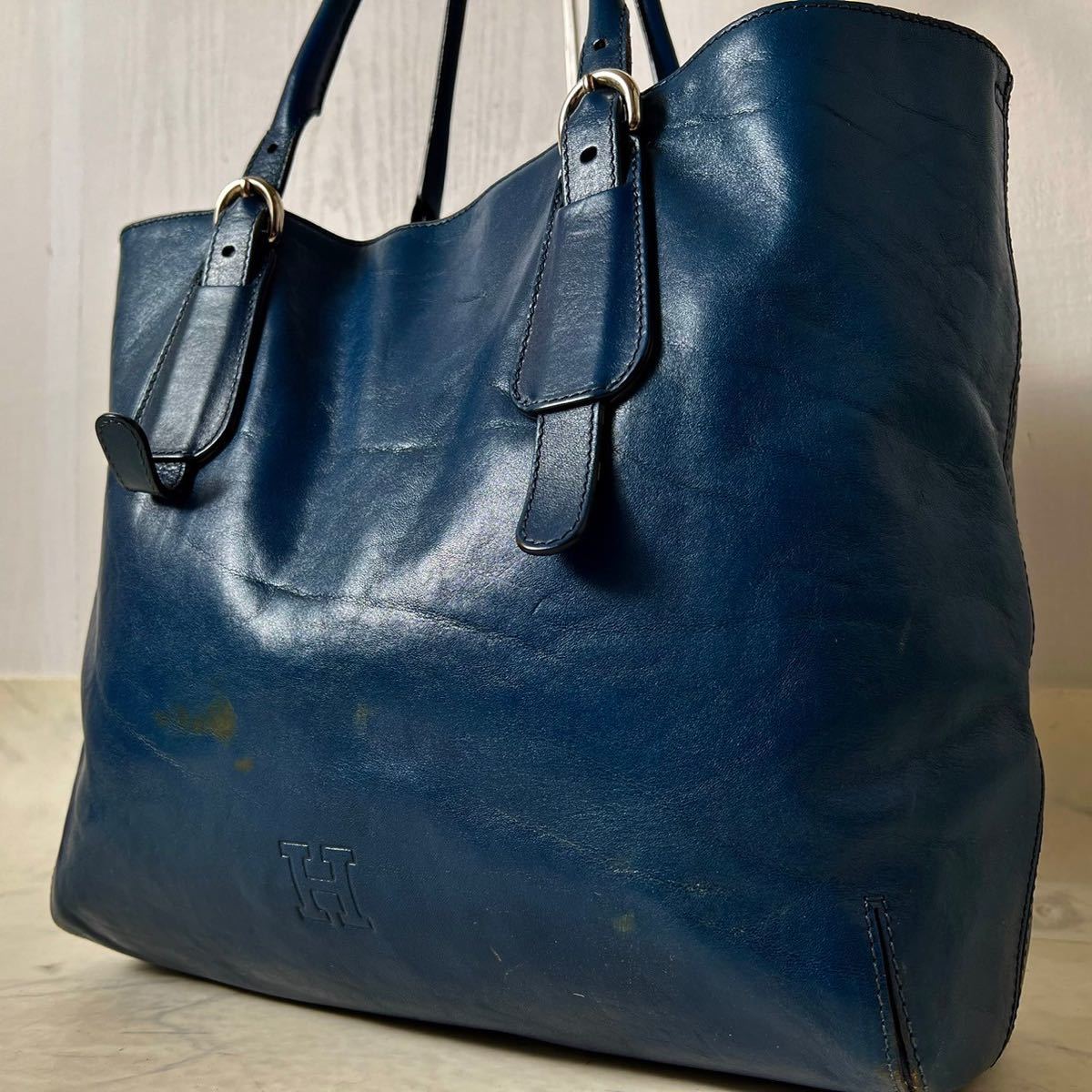  Hirofu большая сумка ручная сумочка бизнес A4 соответствует большая вместимость плечо ..[ редкий цвет ] все кожа натуральная кожа голубой HIROFU мужской 231130