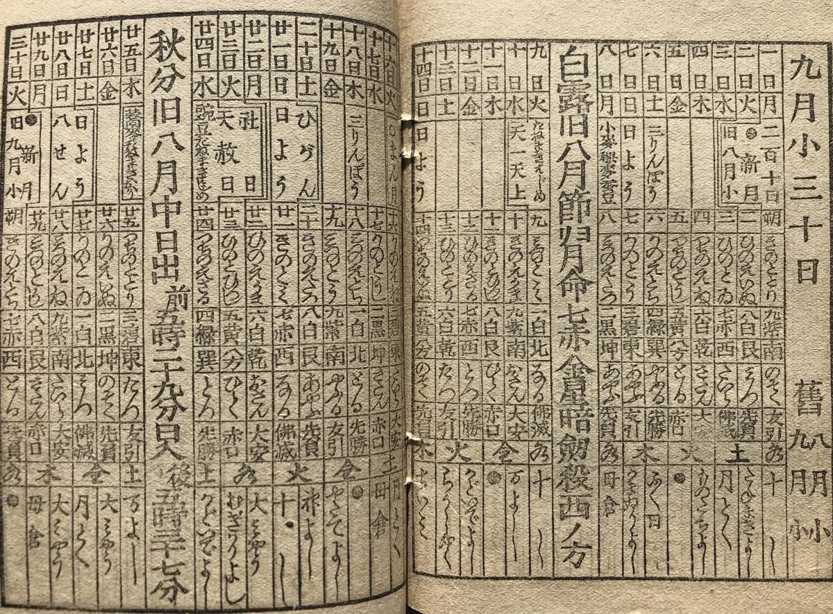 【大正2年】大正二年九星日表 大正2年 1913年 九星 二十八宿 暦 九星早見表 占い 大正時代 古書 和本 和綴じ本_画像8