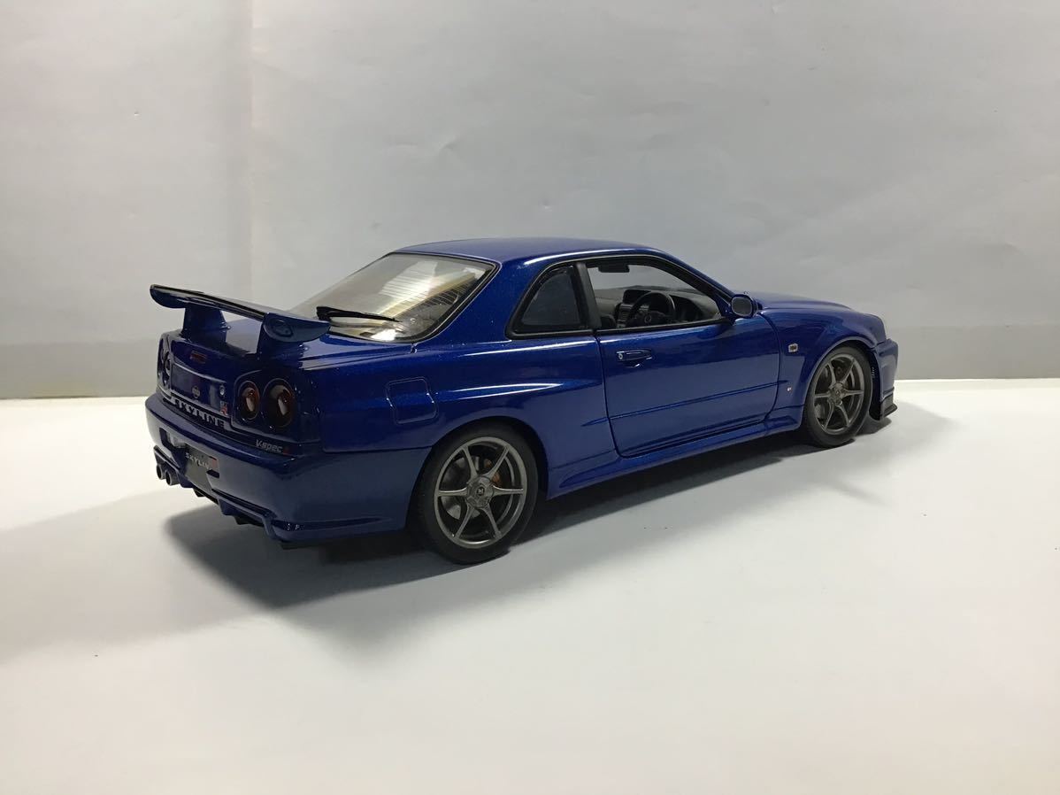 1/18 オートアート auto art 日産 スカイライン GT-R (R34) ブルー 本体のみ 初期ロット 中古品 訳あり_画像3