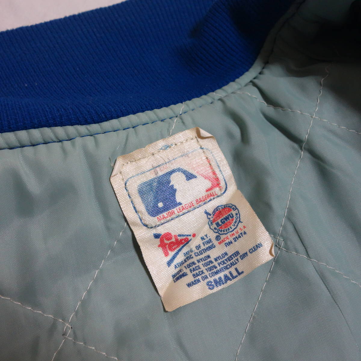 【90’s USA製 FELCO「Los Angeles Dodgers」ナイロンジャケット US S】MLB ドジャース スタジャン ビンテージ_画像5