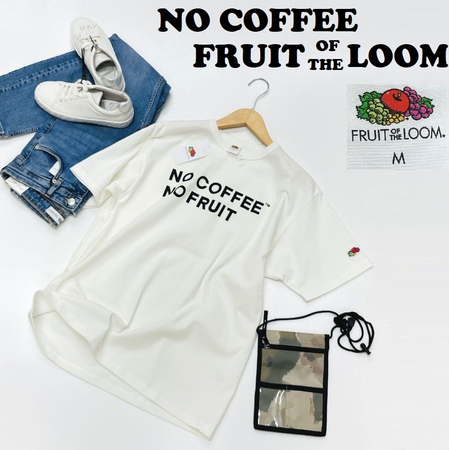 未使用品 /M/ NO COFFEE×FRUIT OF THE LOOM ホワイト 半袖Tシャツ ロゴ コラボ タグ メンズ レディース フルーツオブザルームノーコーヒー_画像1